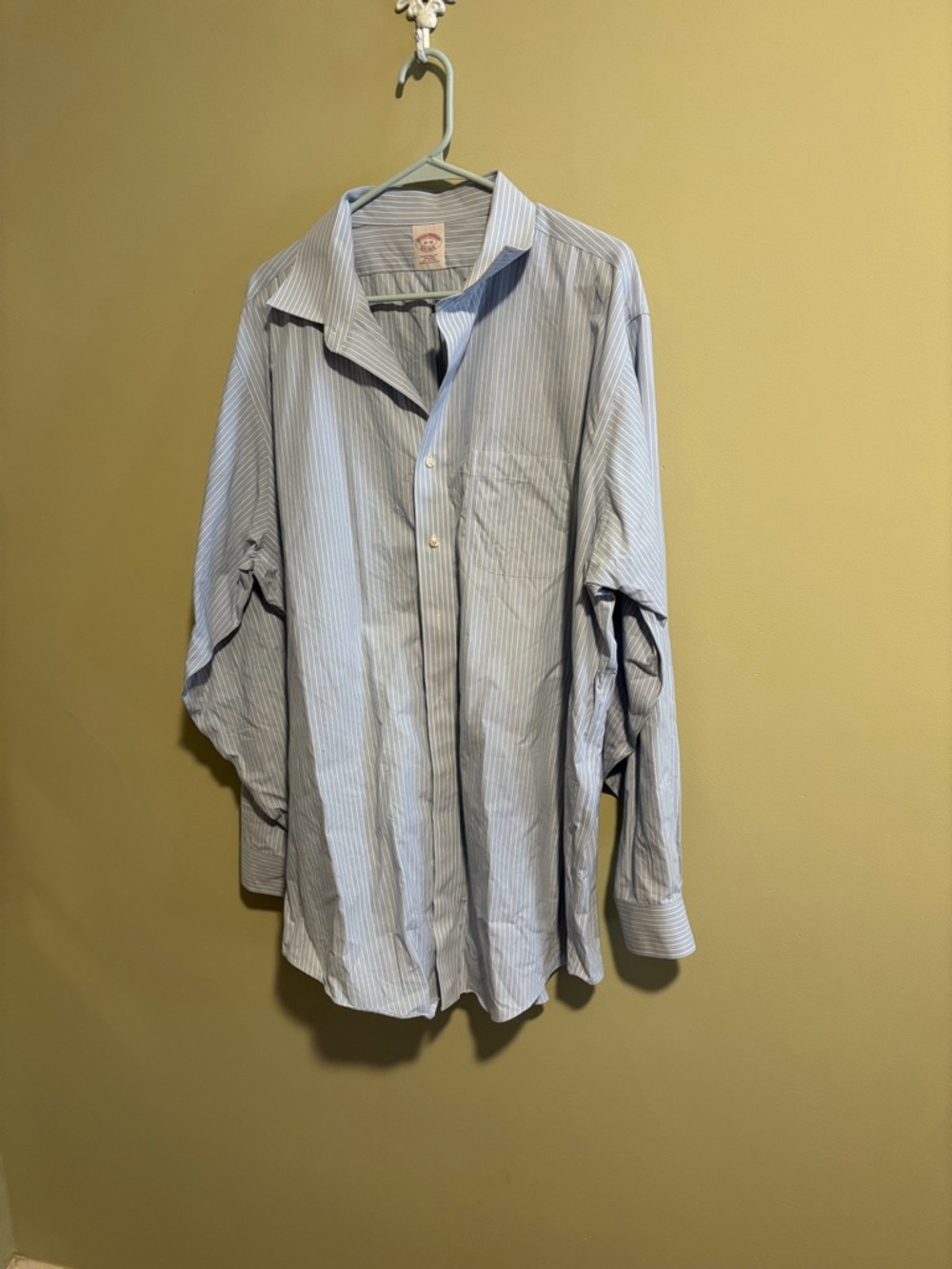 Brooks Brothers blue and white striped button-down dress shirt